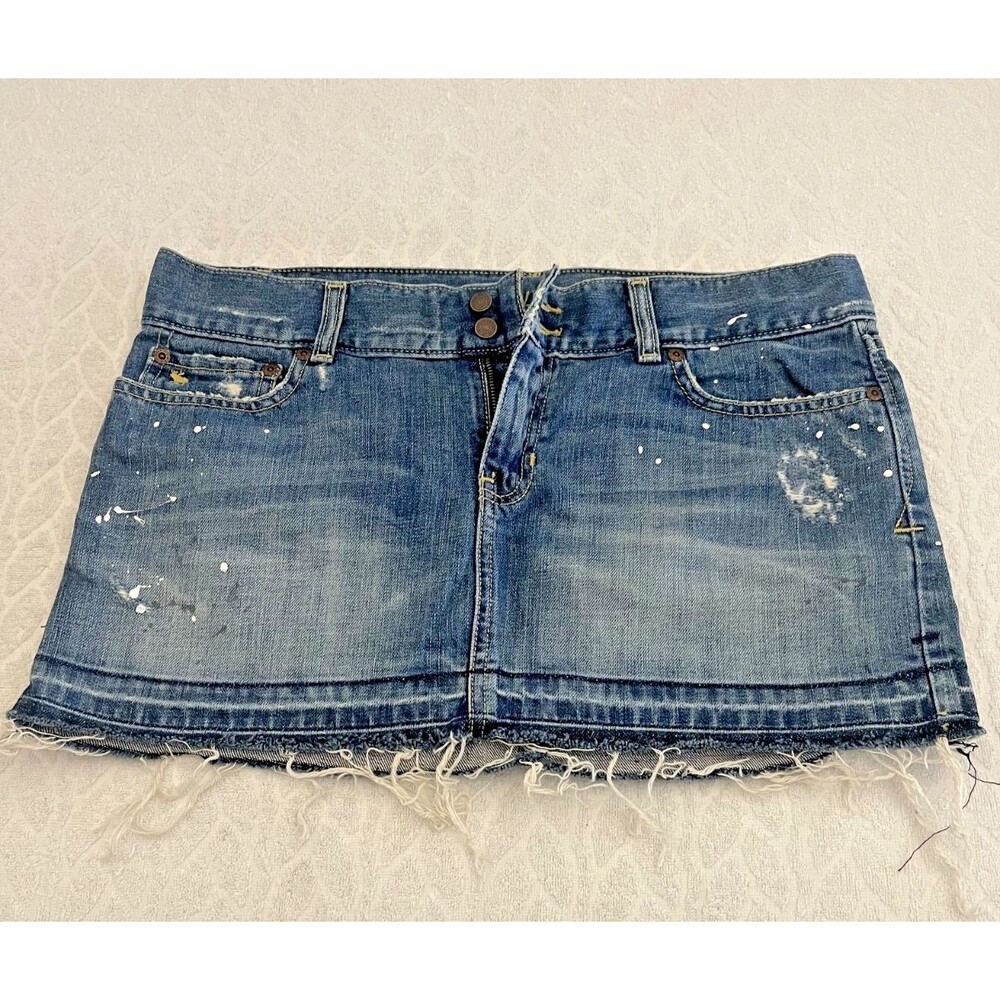 Abercrombie& Fitch Y2K Women's Sz 6 Distressed Ultra Low-Rise Paint-SplatterMini